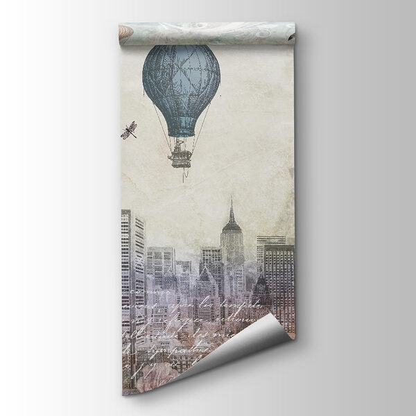 Cityscape with hot air balloons