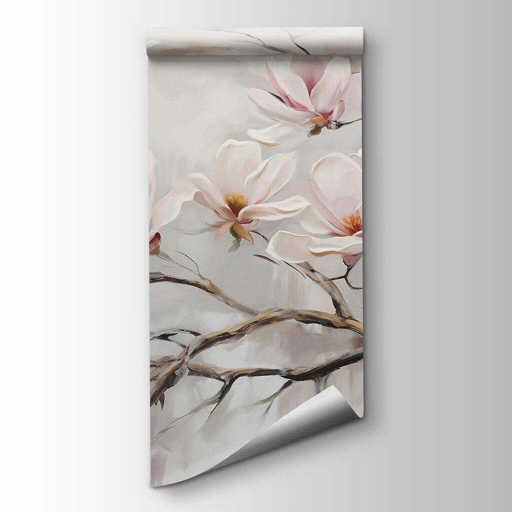 Painting of flowers on a branch