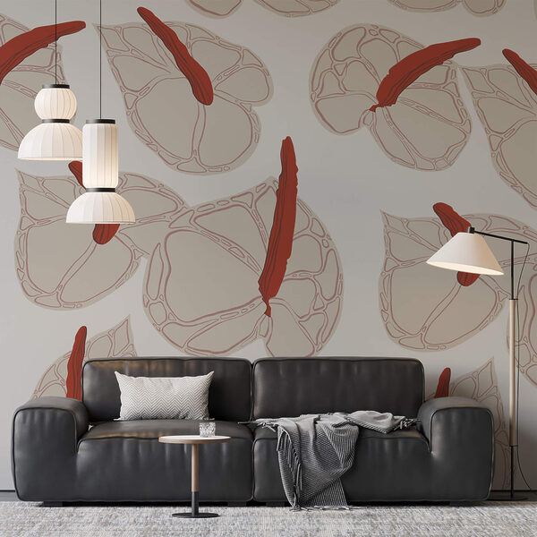 Ταπετσαρίες Ταπετσαρίες Μοτίβο λουλουδιών σε λευκό φόντο (Κωδικός προϊόντος: t00406)