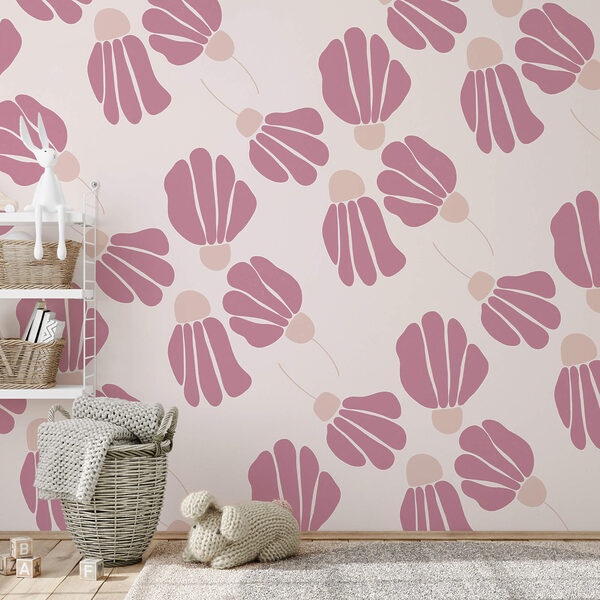 Ταπετσαρίες Ταπετσαρίες Μοτίβο με ροζ λουλούδια (Κωδικός προϊόντος: t00405)