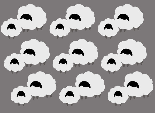 Group of white clouds with black sheep