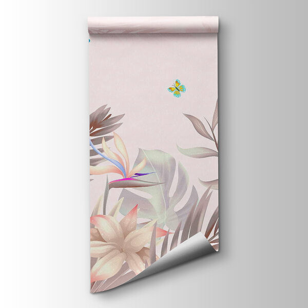 Pink flamingos and flowers