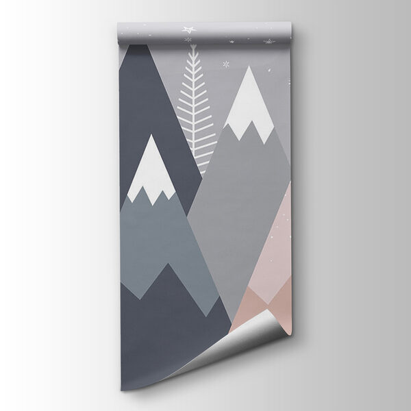 Mountain range with trees and stars