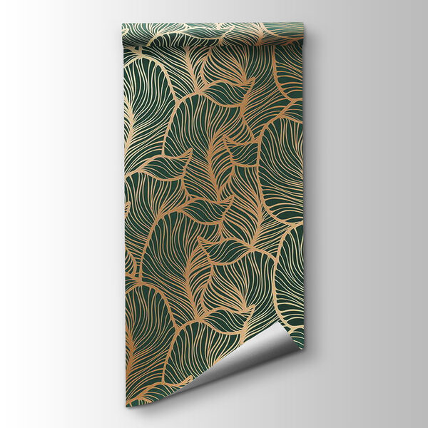 Pattern of leaves on a green background