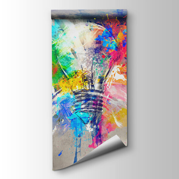 Light bulb with colorful paint splatters