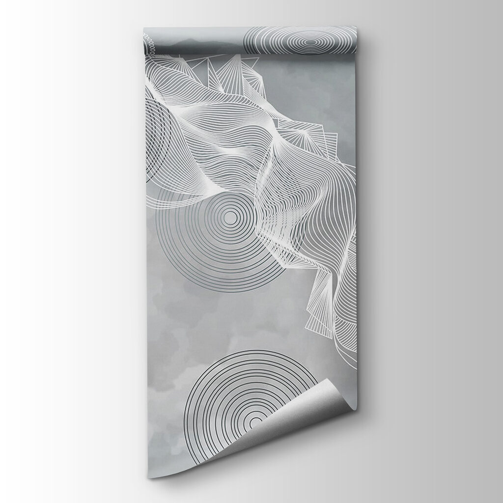 White and black swirls on a gray background