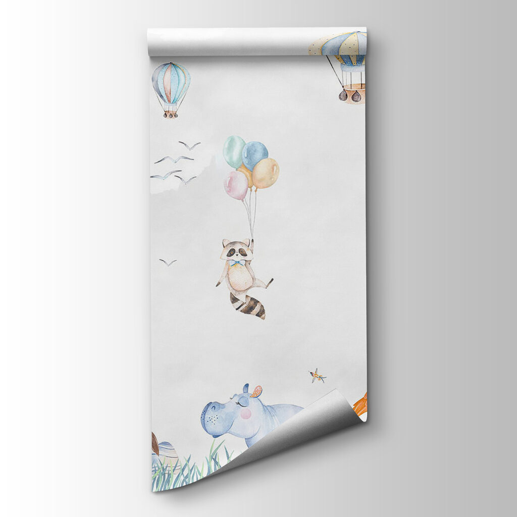 Wall mural of animals and balloons