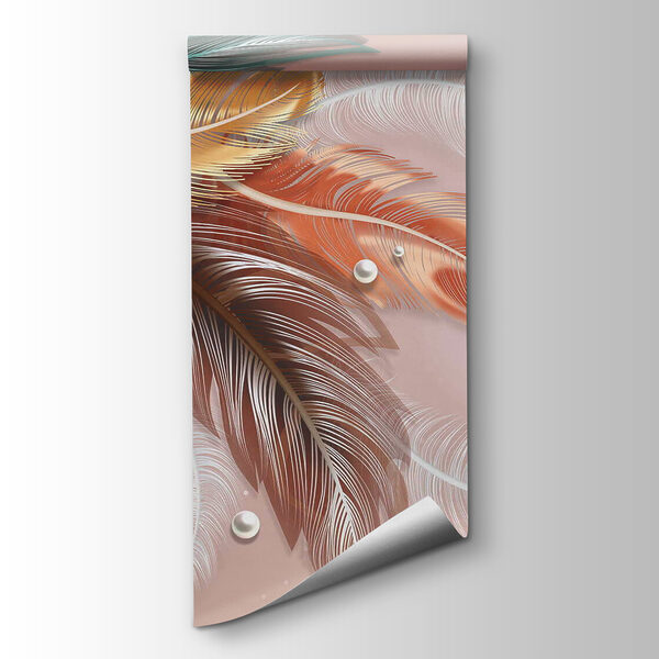 Group of colorful feathers and pearls