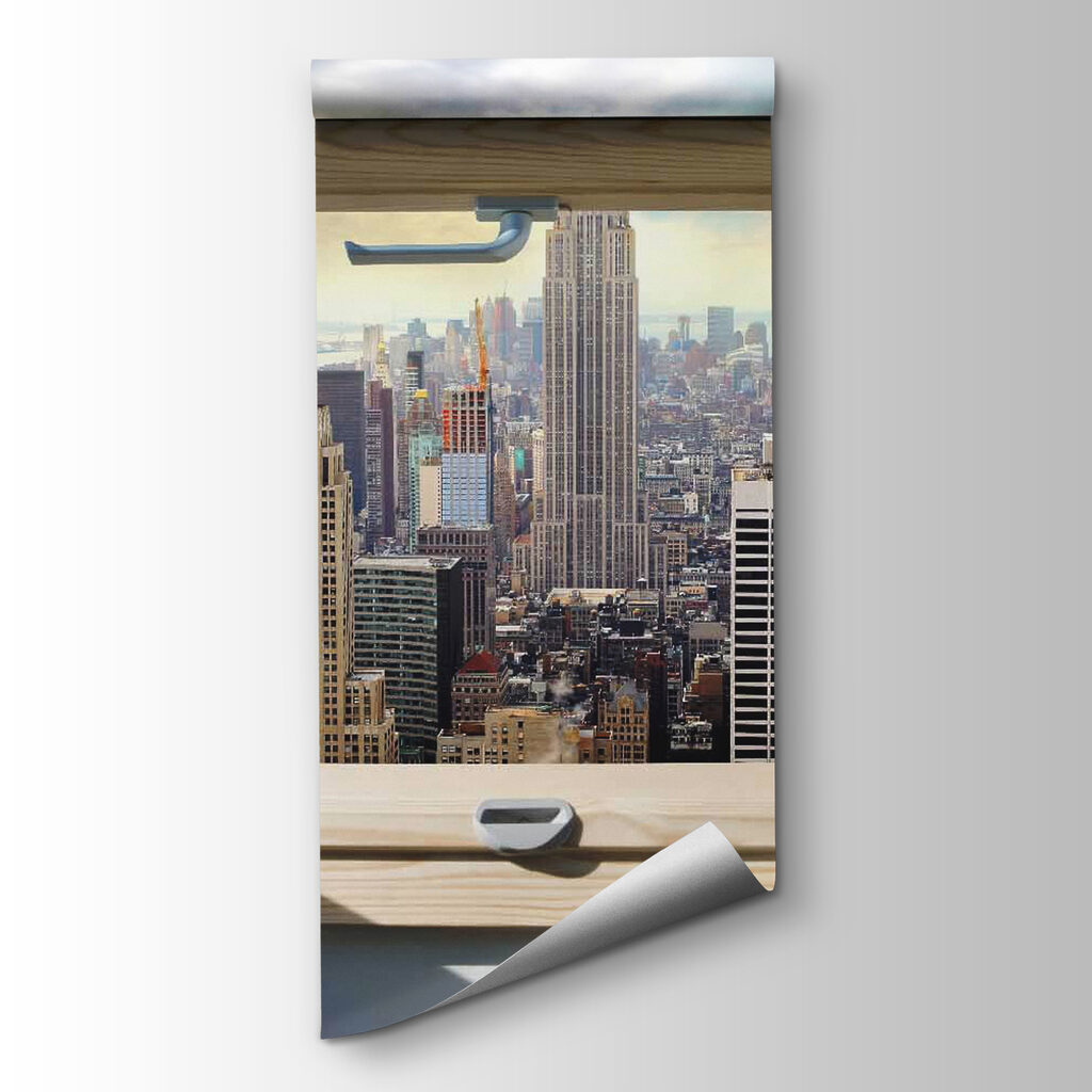 Window with a view of a city