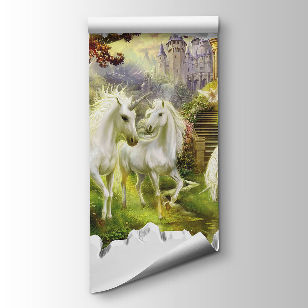 Wall with a castle and unicorns