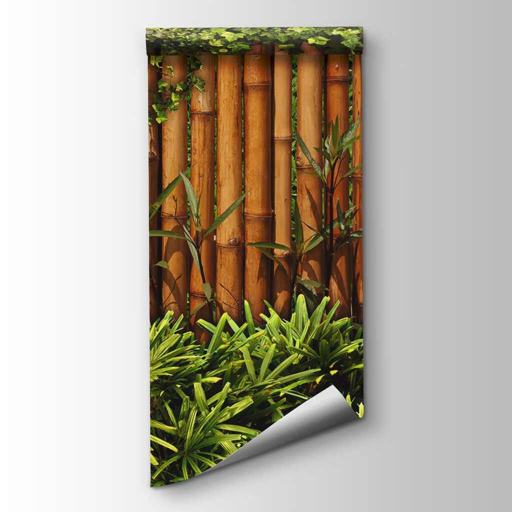 Bamboo fence with plants