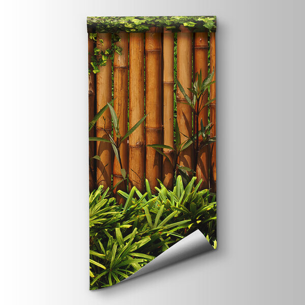 Bamboo fence with plants