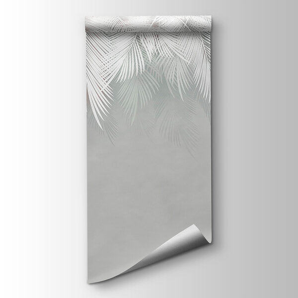 White feather pattern on a gray background