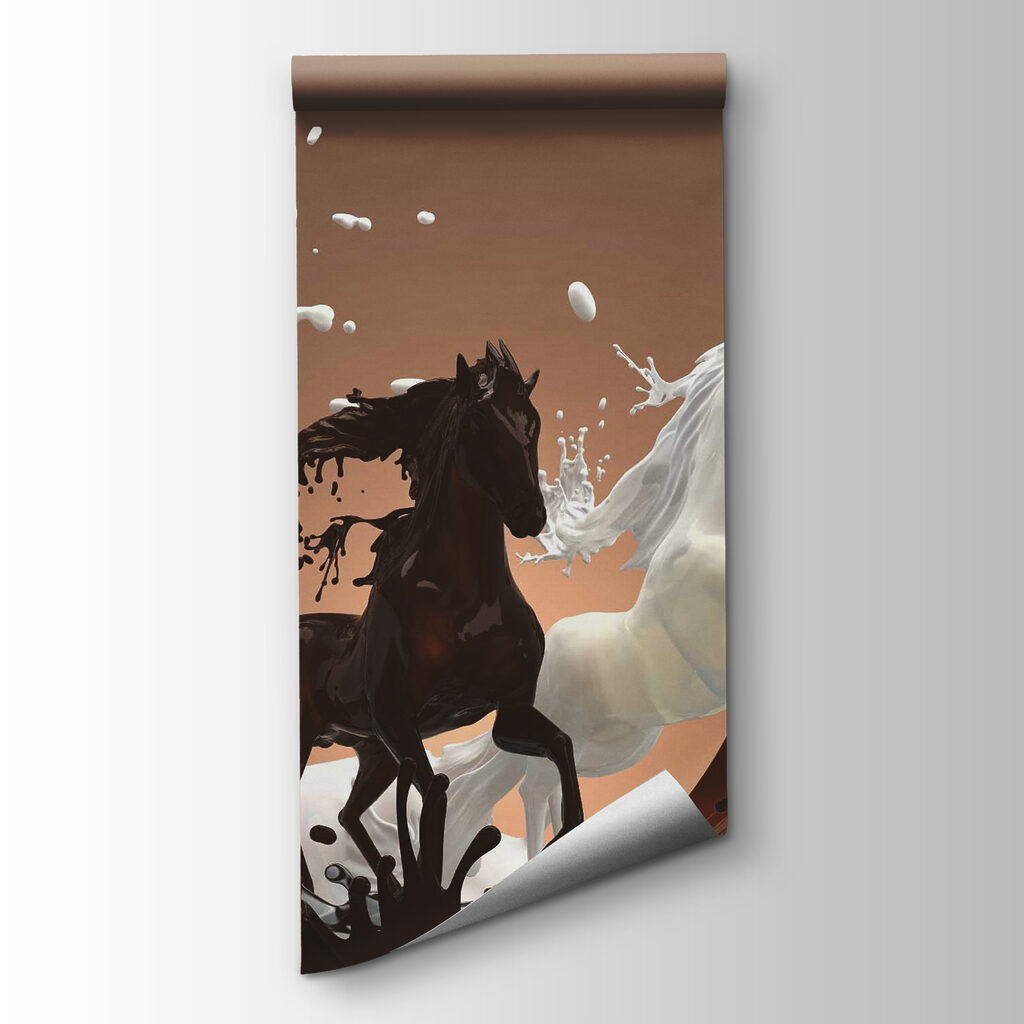 Horse with milk splashing around it