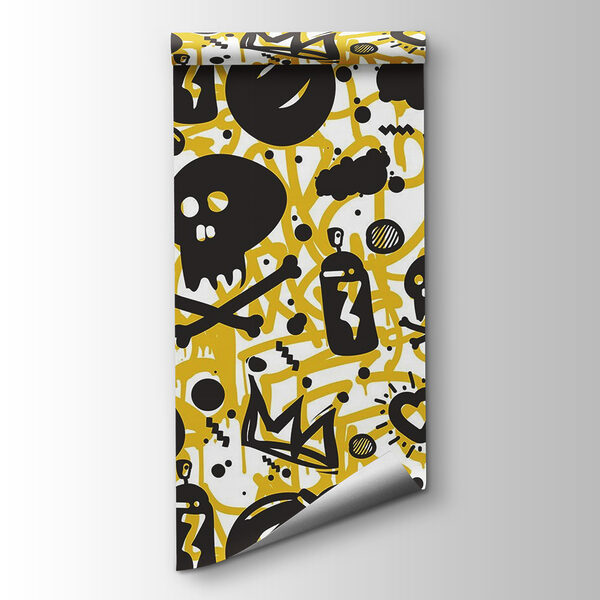 Pattern of graffiti and objects