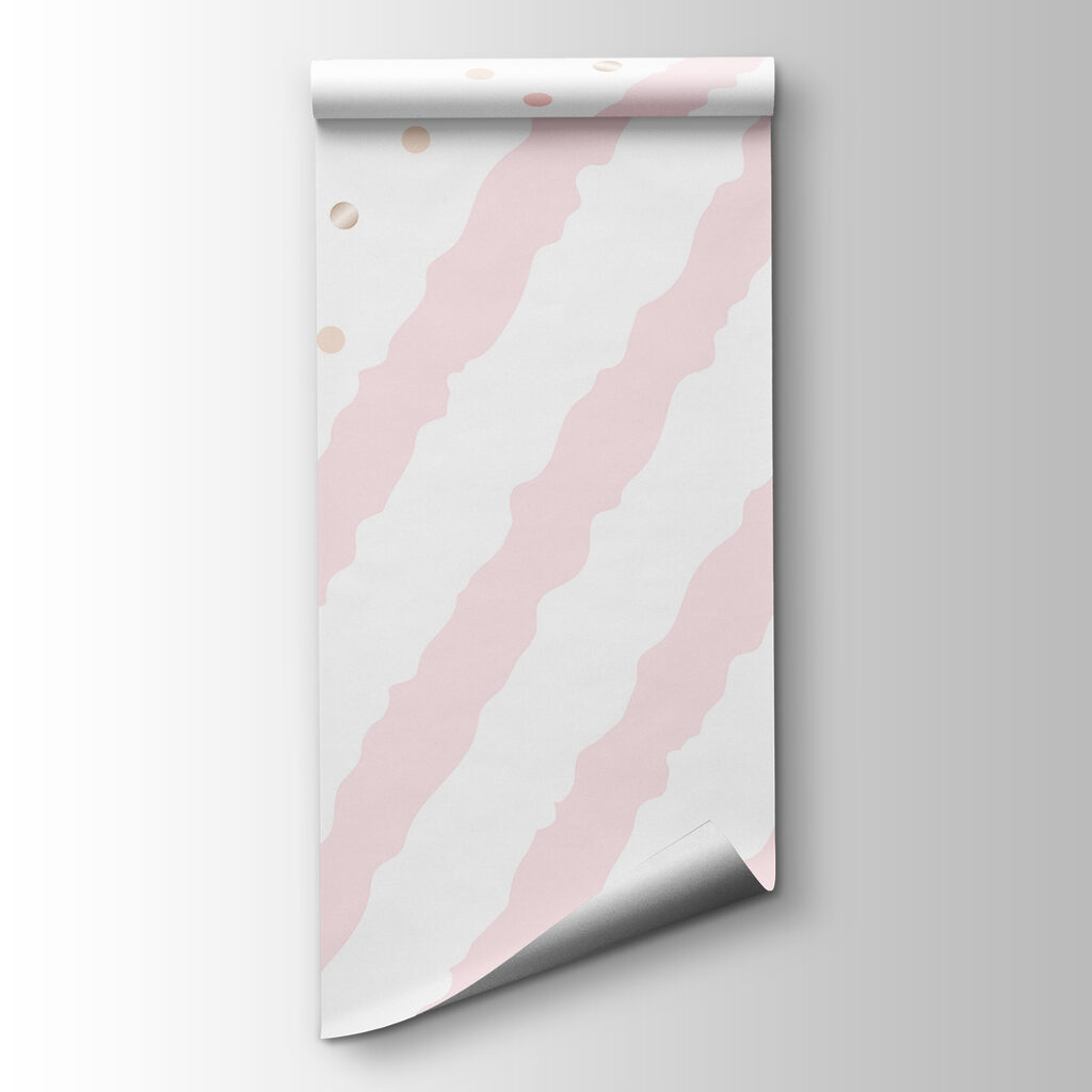 Pink and white striped background with small hearts
