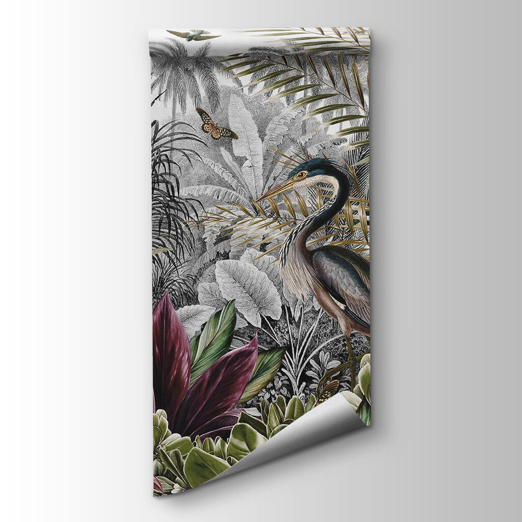 Mural of birds and flowers