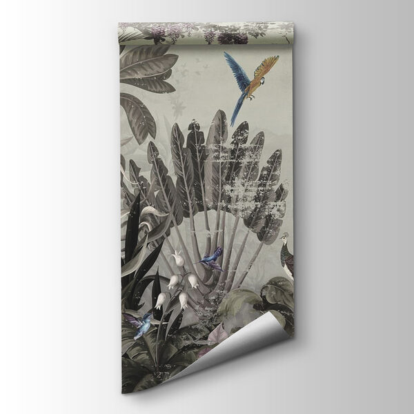 Wallpaper with birds and plants