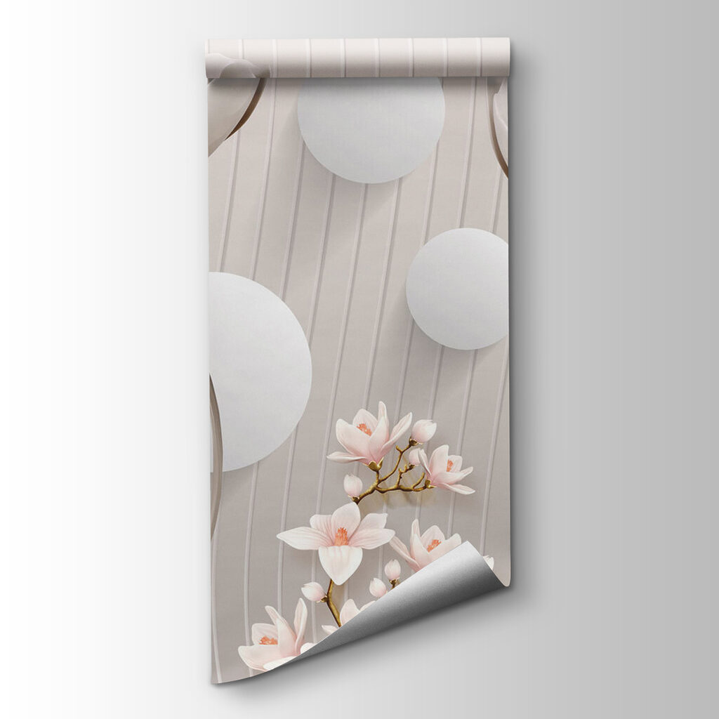 Wallpaper with flowers and circles