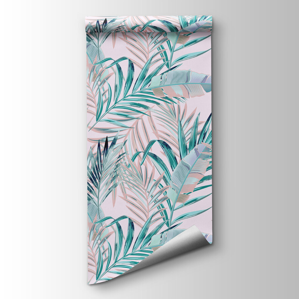 Pattern of leaves on a pink background