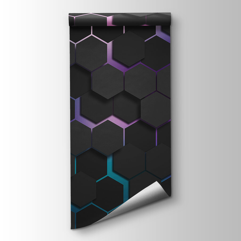 A group of black hexagons