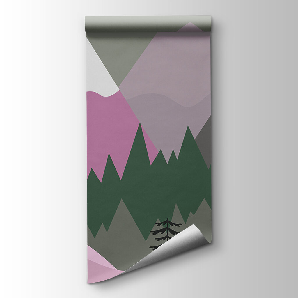 A mountain landscape with trees and mountains