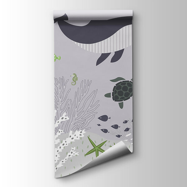 A sea life with a whale and turtles