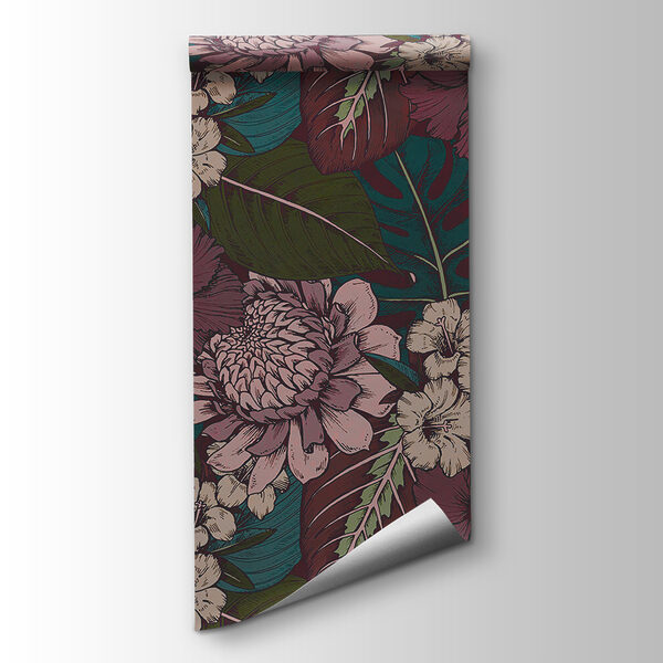 Pattern of flowers and leaves