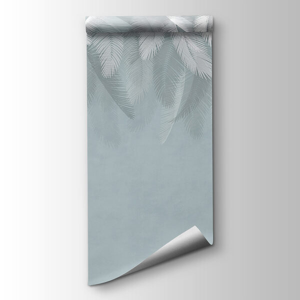 White feathers on a blue background