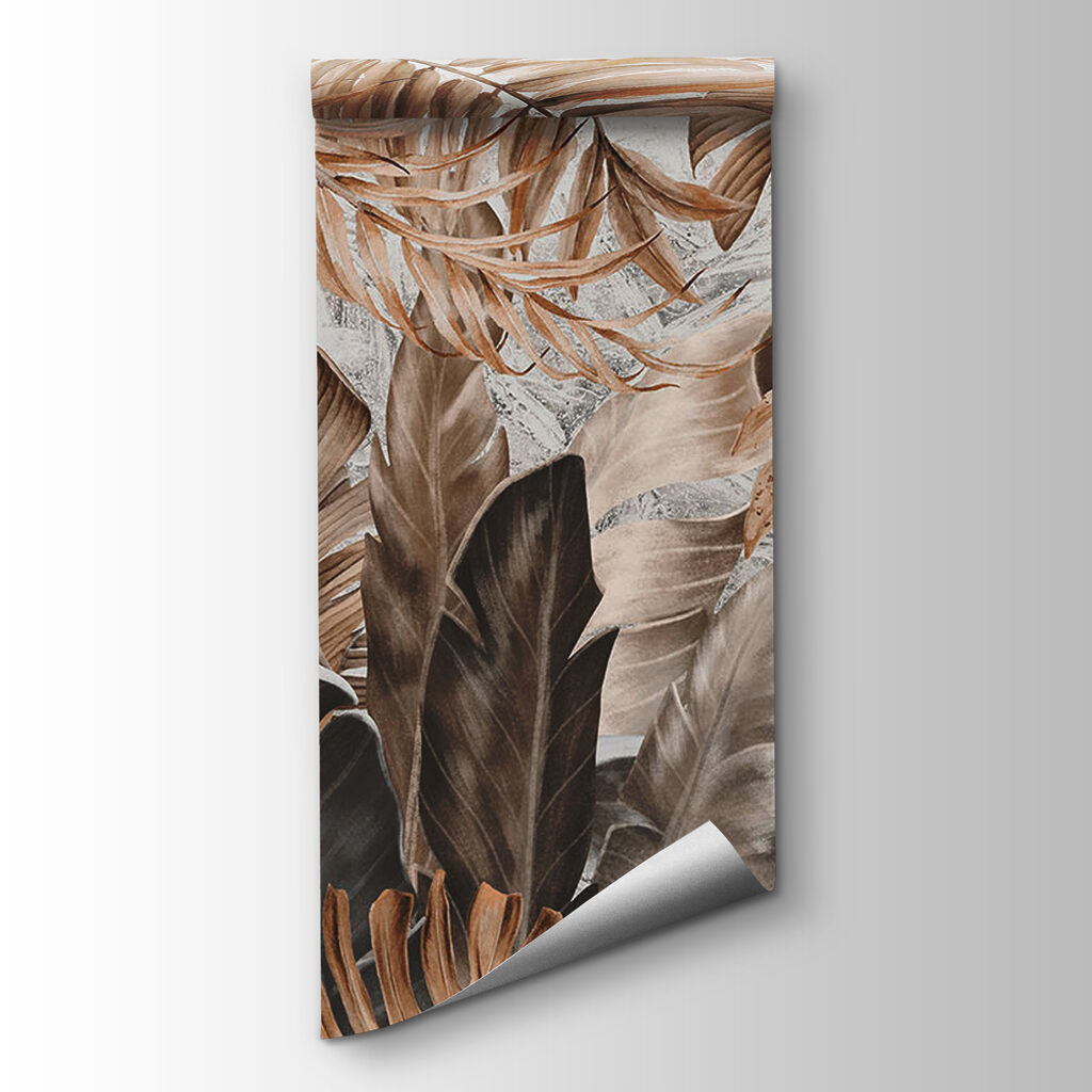 Tropical leaves in earthy tones