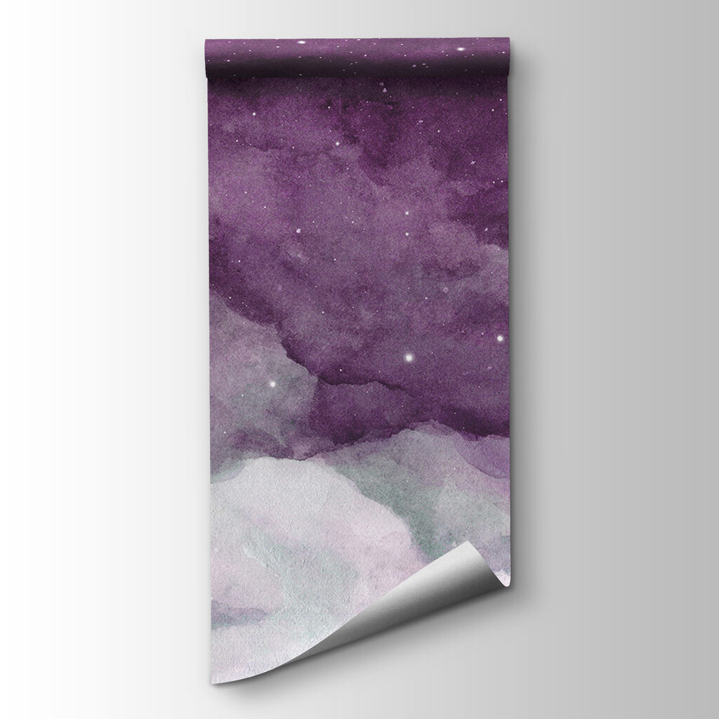 A purple sky with clouds and stars A purple sky with clouds and stars