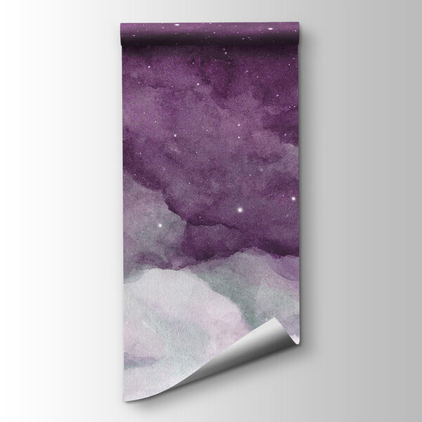 A purple sky with clouds and stars A purple sky with clouds and stars