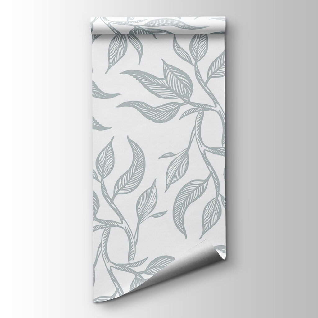 Pattern of leaves on a white background