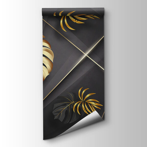 Elegant metallic leaves on dark backdrop