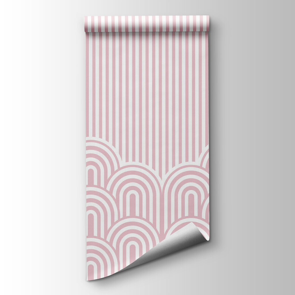 Pink and white striped wallpaper