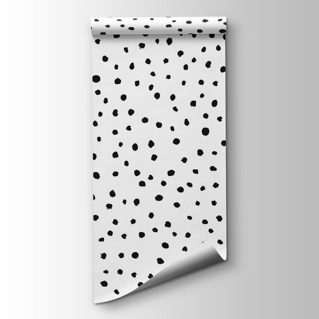 A black and white background with small black dots