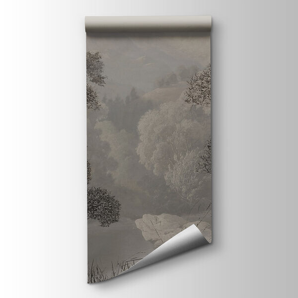 A landscape with trees and mountains