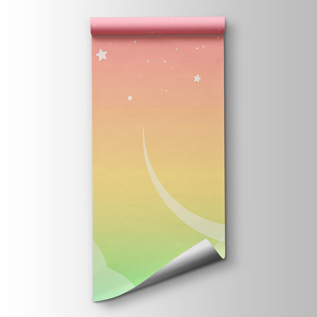 A moon and stars in the sky