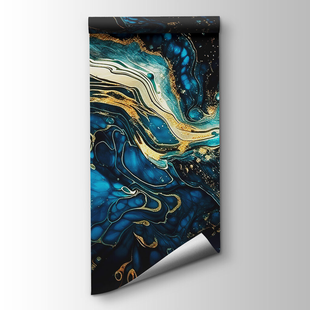 Azure currents embracing metallic hues