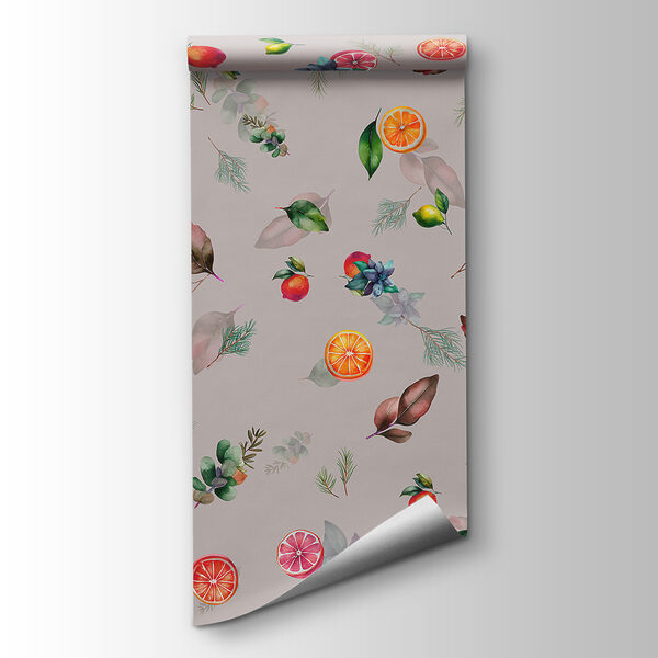 A pattern of fruit and leaves