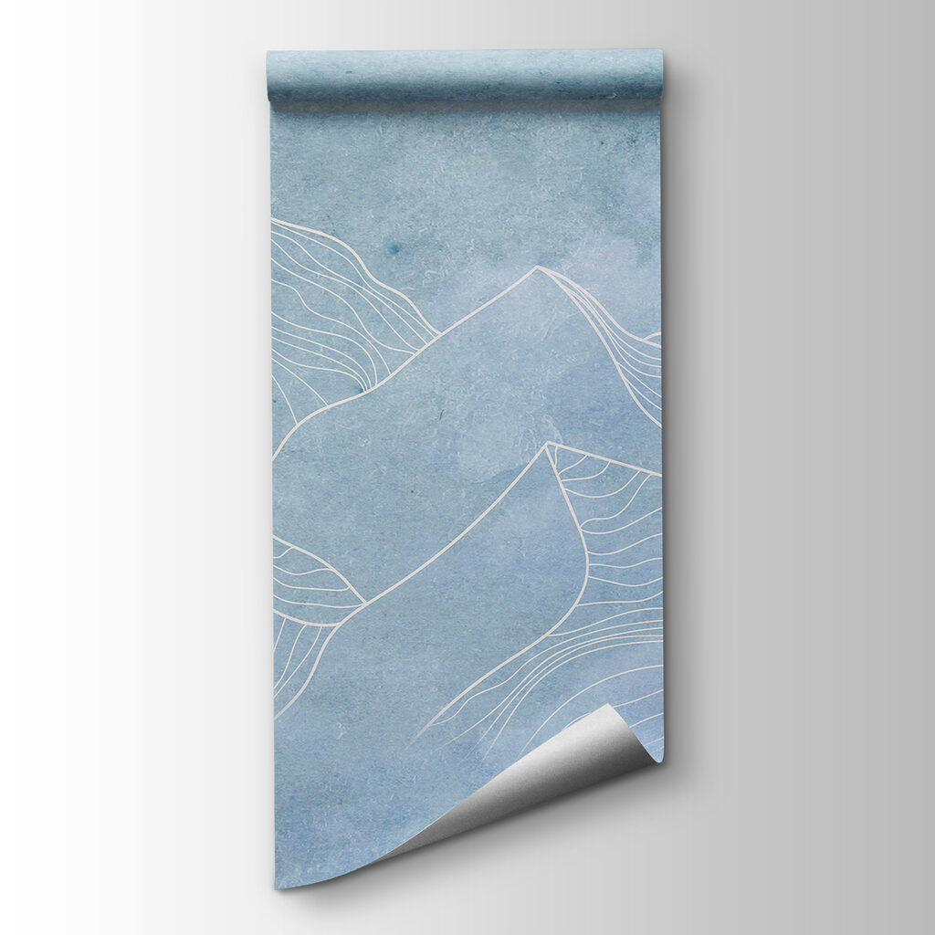 A drawing of mountains with clouds