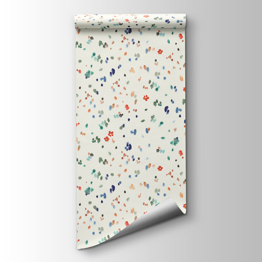 A small colorful spots on a white background