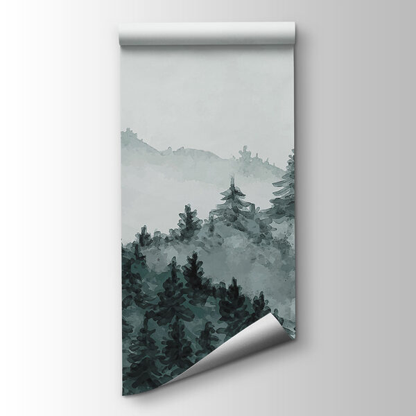 A foggy forest with trees A foggy forest with trees