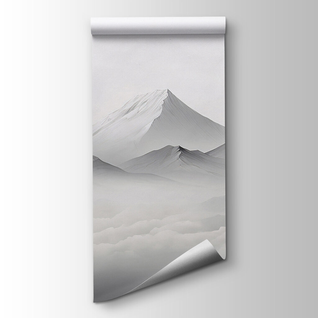 A mountain range with clouds