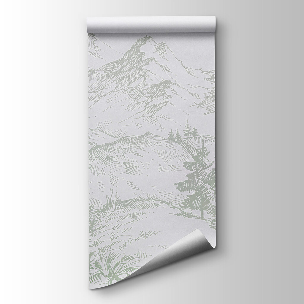 A drawing of a road and trees