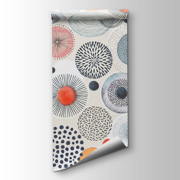 A pattern of colorful circles and dots