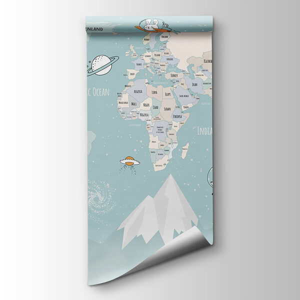 A map of the world with mountains and clouds A map of the world with mountains and clouds