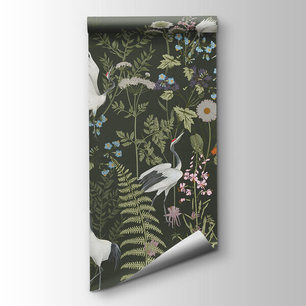 A wallpaper with birds and flowers