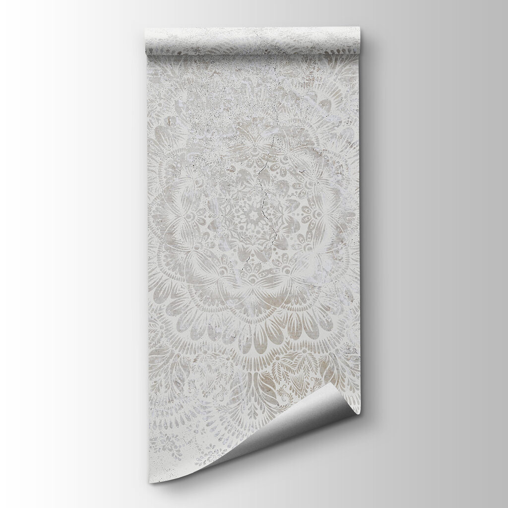 White circular pattern on a white surface