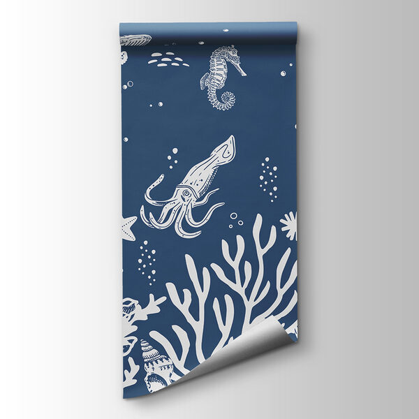 A white outline of sea animals A white outline of sea animals